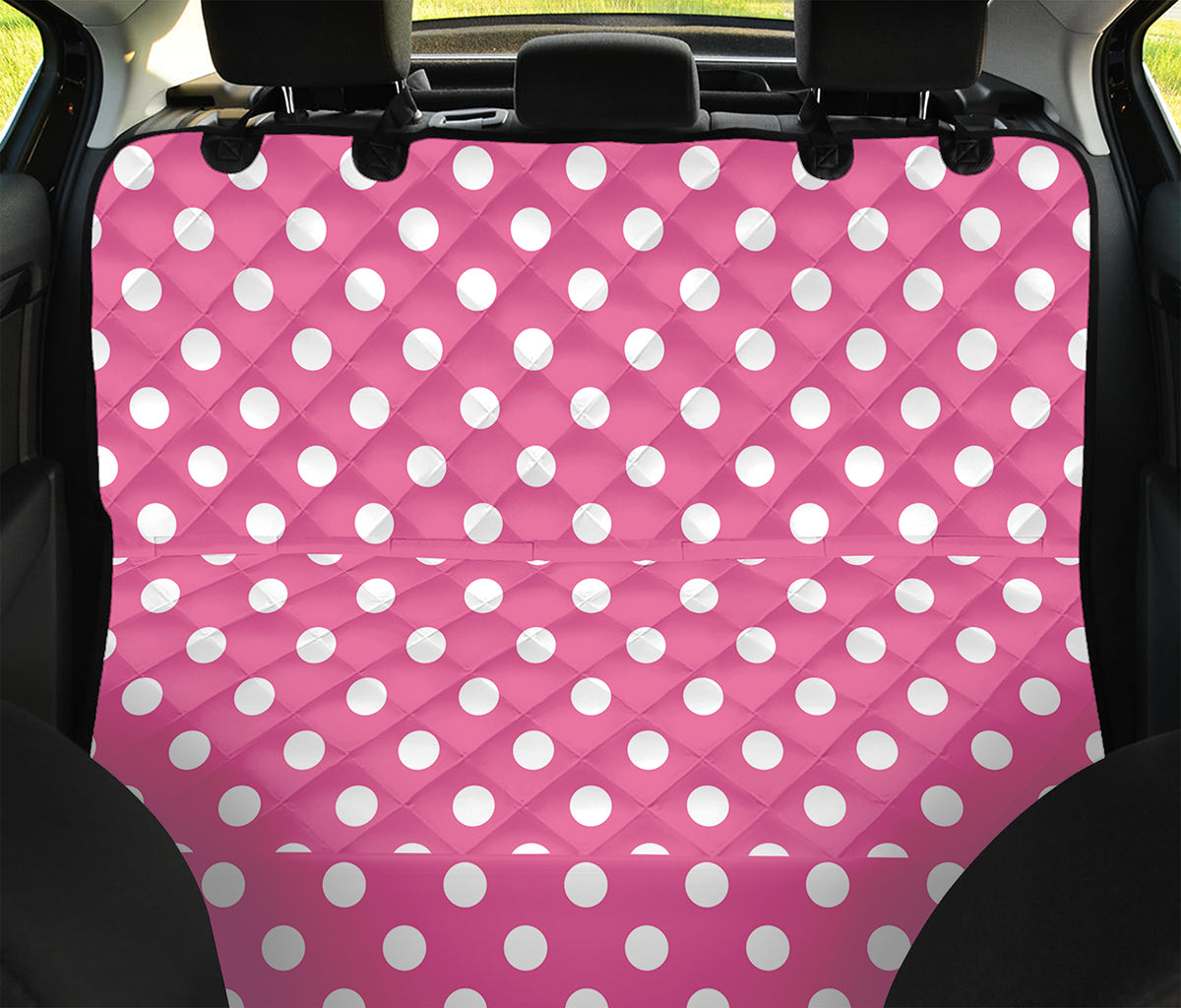 Pink And White Polka Dot Pattern Print Pet Car Back Seat Cover