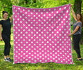 Pink And White Polka Dot Pattern Print Quilt