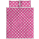 Pink And White Polka Dot Pattern Print Quilt Bed Set