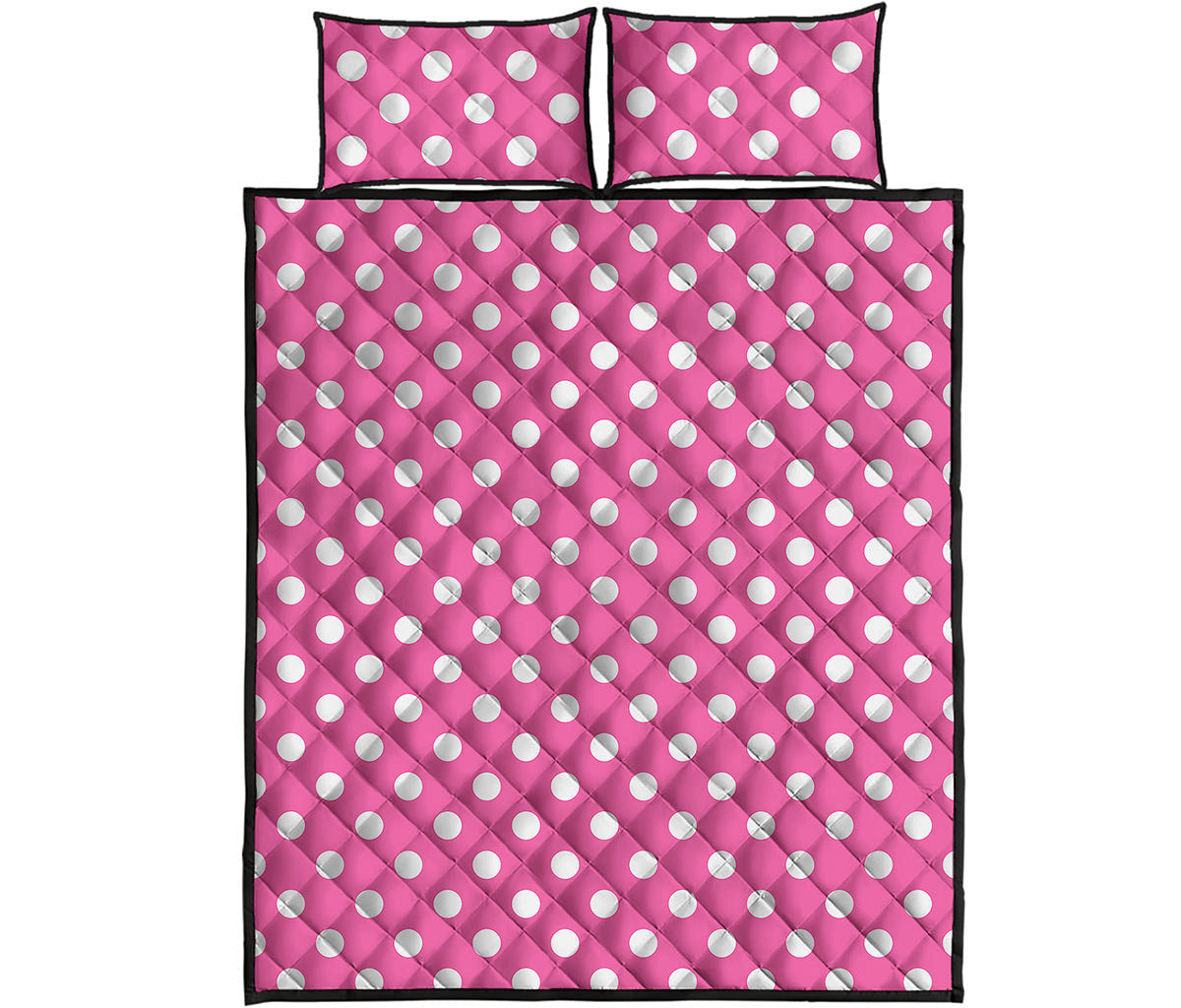 Pink And White Polka Dot Pattern Print Quilt Bed Set