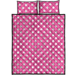 Pink And White Polka Dot Pattern Print Quilt Bed Set