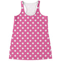 Pink And White Polka Dot Pattern Print Women's Racerback Tank Top