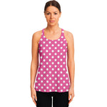 Pink And White Polka Dot Pattern Print Women's Racerback Tank Top