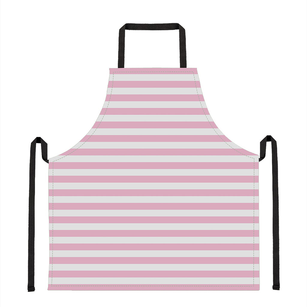 Pink And White Striped Pattern Print Apron