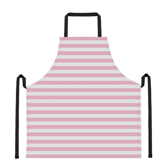 Pink And White Striped Pattern Print Apron