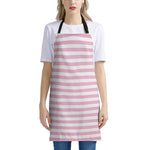 Pink And White Striped Pattern Print Apron