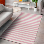 Pink And White Striped Pattern Print Area Rug