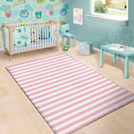 Pink And White Striped Pattern Print Area Rug