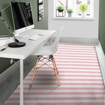Pink And White Striped Pattern Print Area Rug