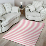 Pink And White Striped Pattern Print Area Rug