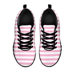 Pink And White Striped Pattern Print Black Sneakers