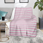 Pink And White Striped Pattern Print Blanket