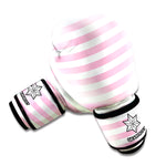 Pink And White Striped Pattern Print Boxing Gloves