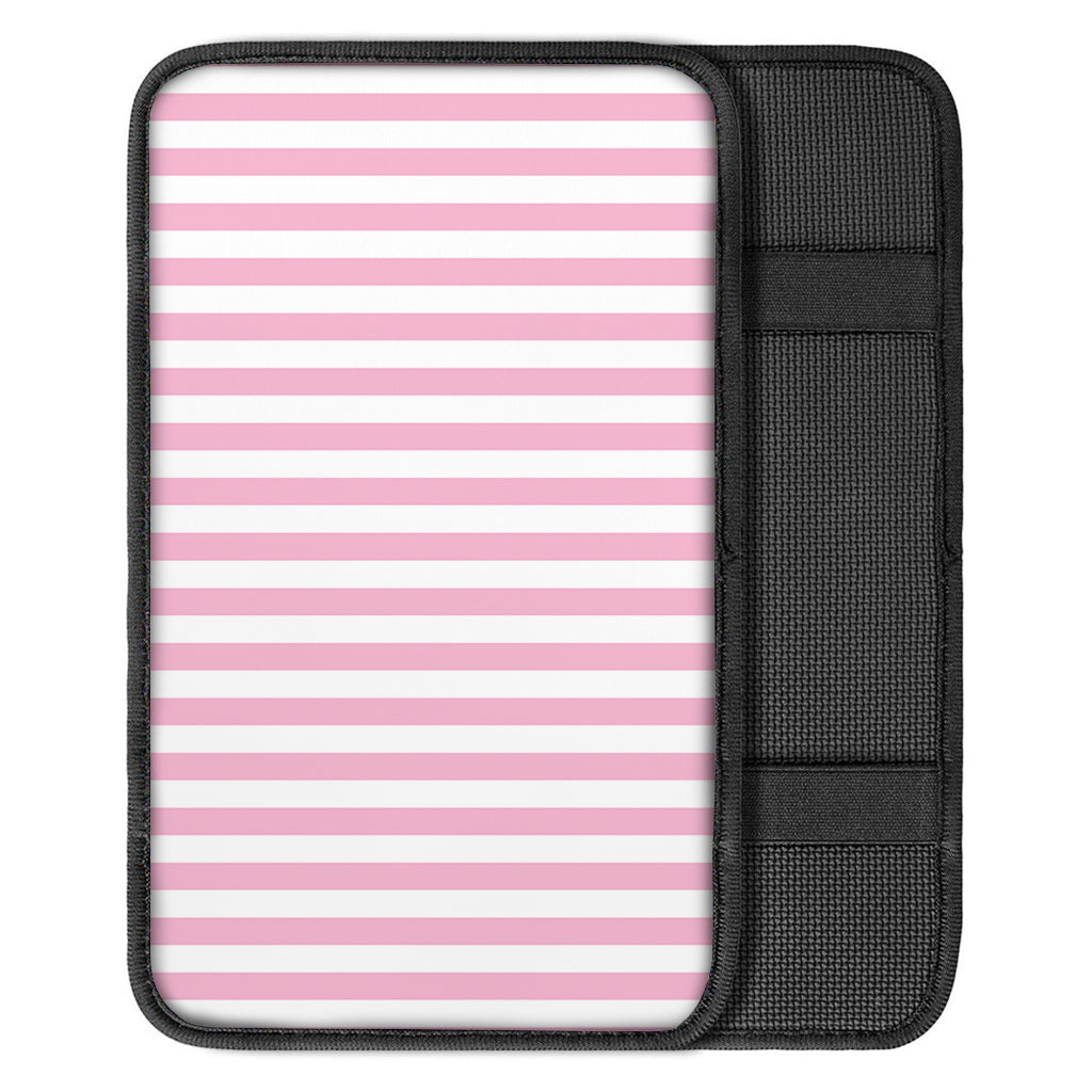 Pink And White Striped Pattern Print Car Center Console Cover
