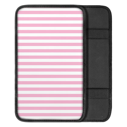 Pink And White Striped Pattern Print Car Center Console Cover