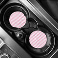 Pink And White Striped Pattern Print Car Coasters
