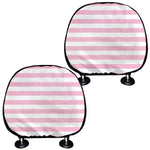 Pink And White Striped Pattern Print Car Headrest Covers