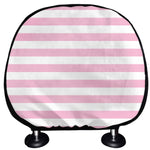 Pink And White Striped Pattern Print Car Headrest Covers