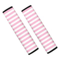 Pink And White Striped Pattern Print Car Seat Belt Covers