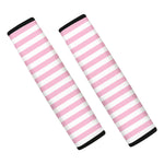 Pink And White Striped Pattern Print Car Seat Belt Covers