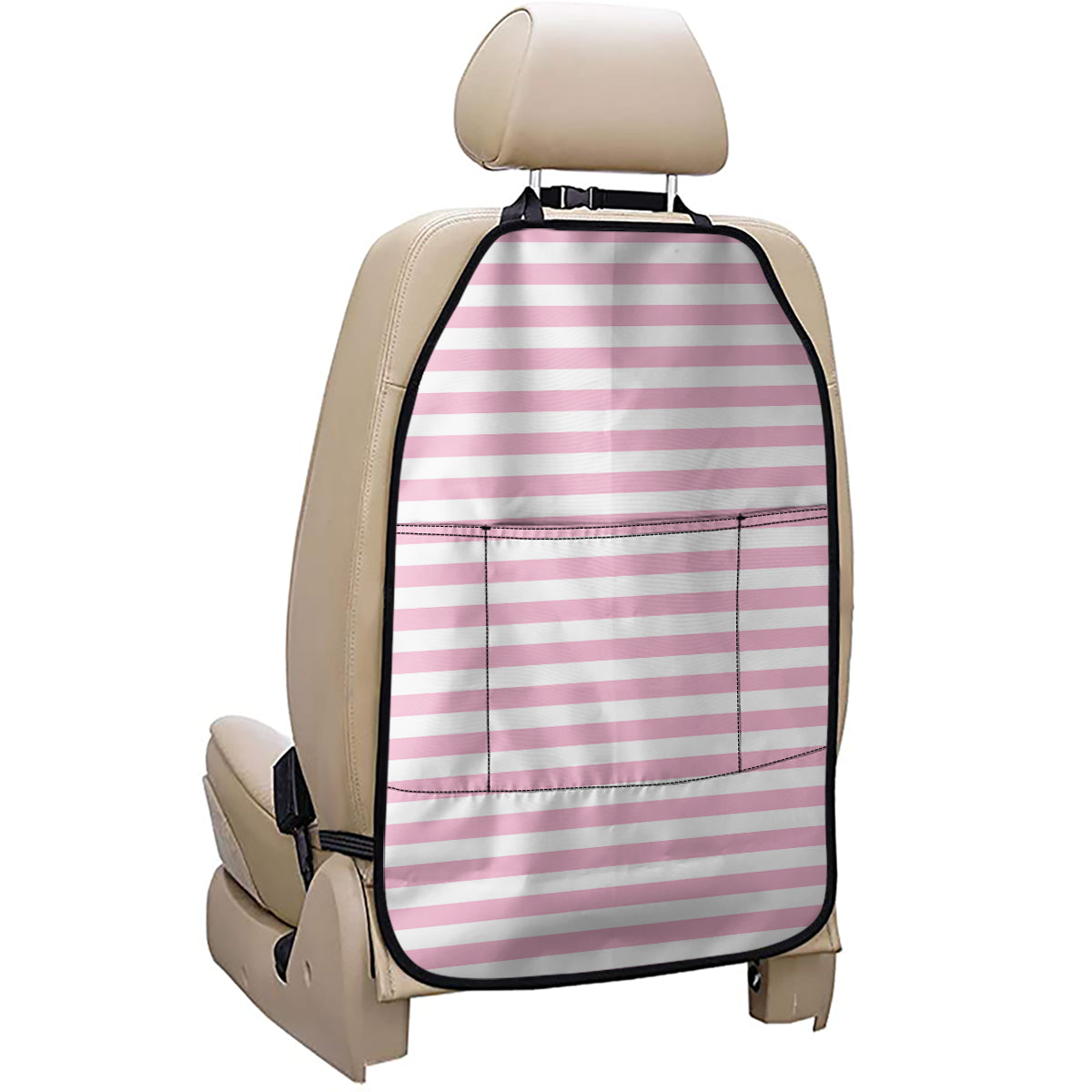 Pink And White Striped Pattern Print Car Seat Organizers