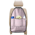 Pink And White Striped Pattern Print Car Seat Organizers