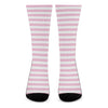 Pink And White Striped Pattern Print Crew Socks