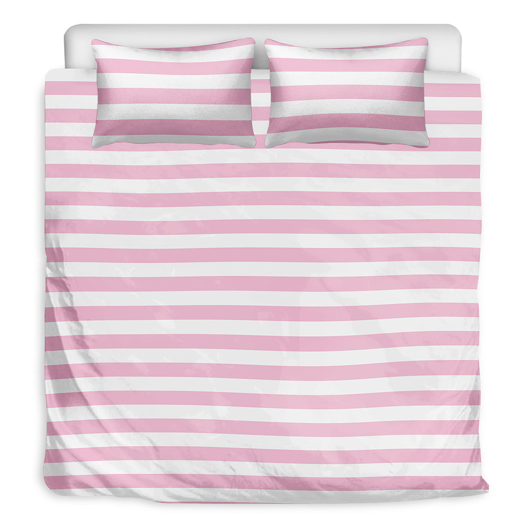 Pink And White Striped Pattern Print Duvet Cover Bedding Set