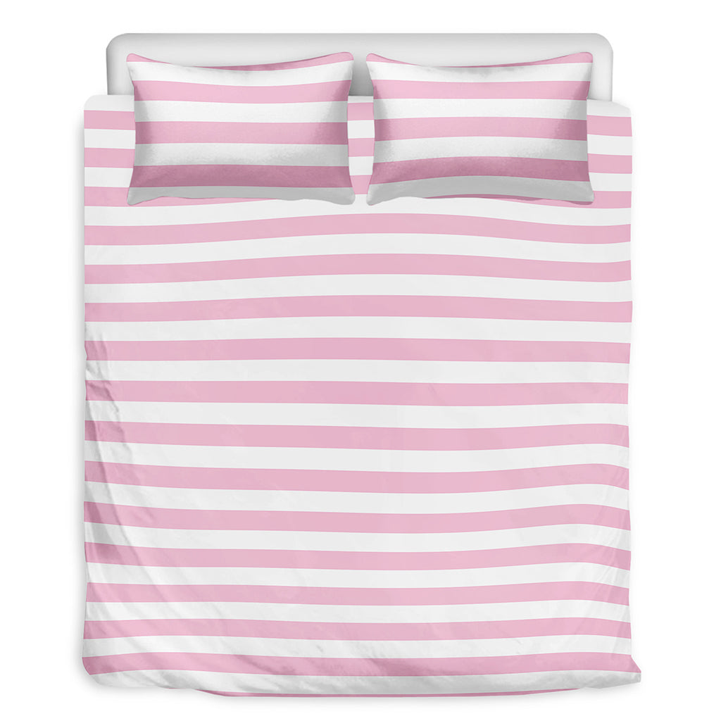 Pink And White Striped Pattern Print Duvet Cover Bedding Set