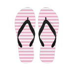 Pink And White Striped Pattern Print Flip Flops