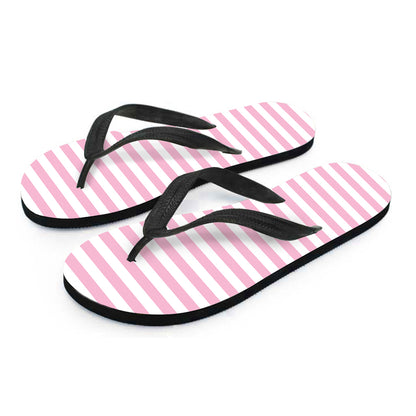 Pink And White Striped Pattern Print Flip Flops