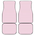 Pink And White Striped Pattern Print Front and Back Car Floor Mats