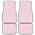 Pink And White Striped Pattern Print Front and Back Car Floor Mats