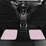 Pink And White Striped Pattern Print Front and Back Car Floor Mats