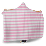 Pink And White Striped Pattern Print Hooded Blanket