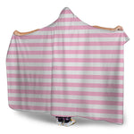 Pink And White Striped Pattern Print Hooded Blanket