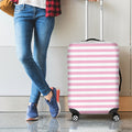 Pink And White Striped Pattern Print Luggage Cover
