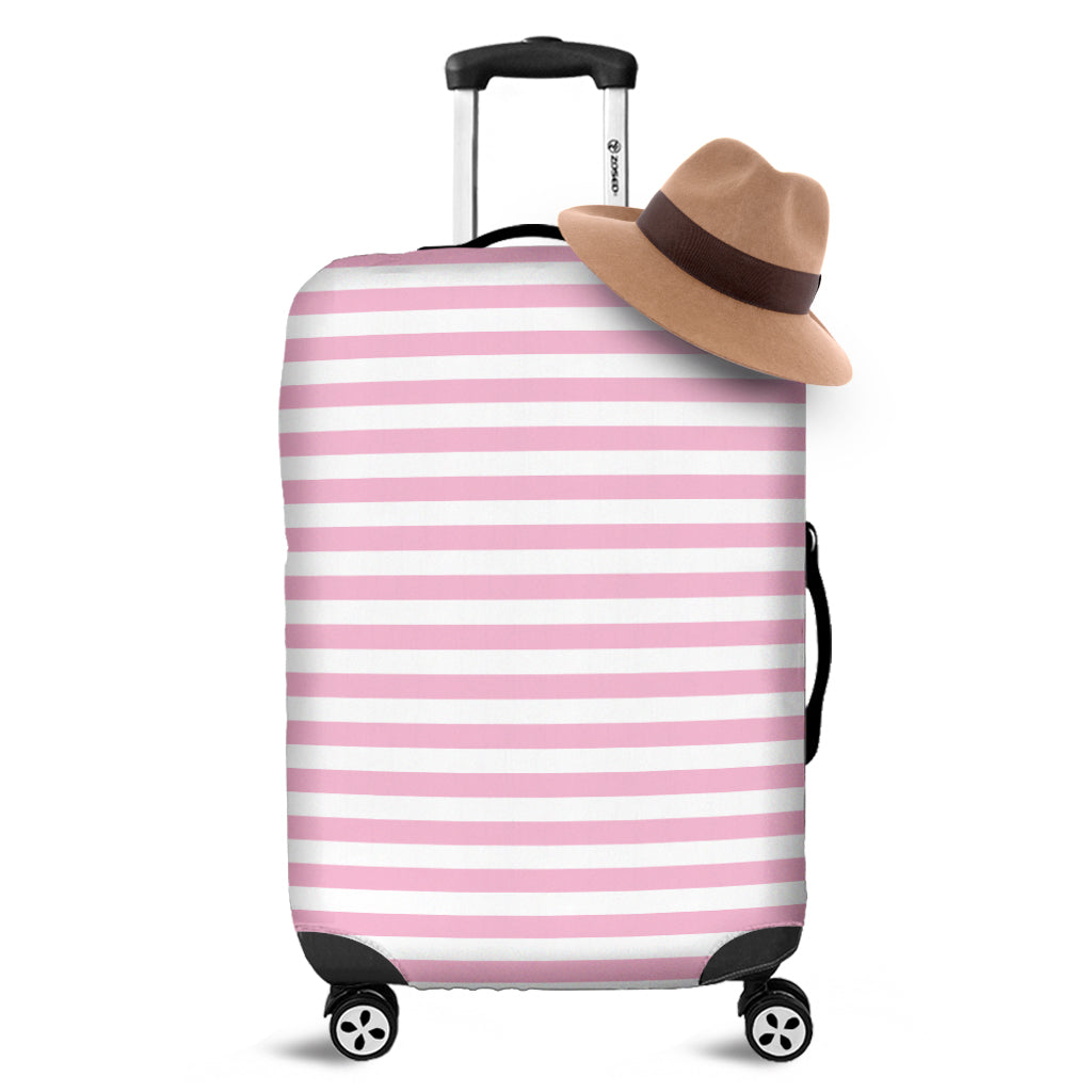 Pink And White Striped Pattern Print Luggage Cover