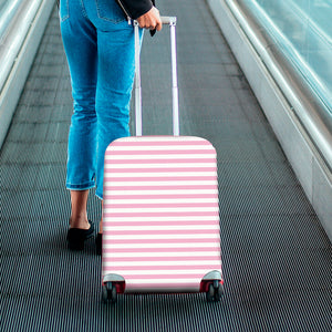 Pink And White Striped Pattern Print Luggage Cover