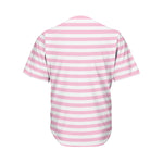 Pink And White Striped Pattern Print Men's Baseball Jersey