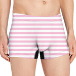Pink And White Striped Pattern Print Men's Boxer Briefs