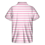 Pink And White Striped Pattern Print Men's Short Sleeve Shirt