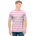 Pink And White Striped Pattern Print Men's T-Shirt