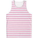 Pink And White Striped Pattern Print Men's Tank Top