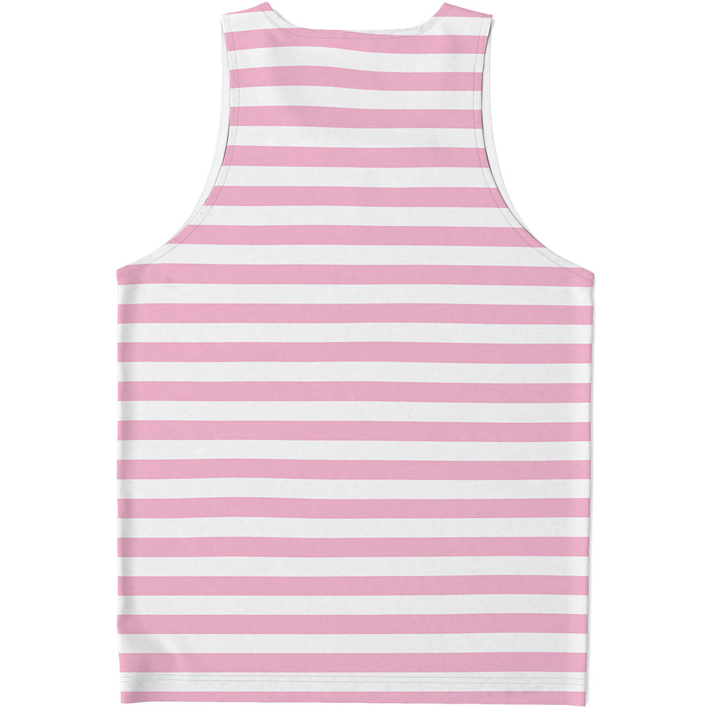 Pink And White Striped Pattern Print Men's Tank Top