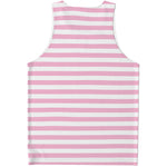 Pink And White Striped Pattern Print Men's Tank Top
