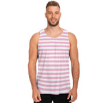 Pink And White Striped Pattern Print Men's Tank Top