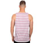 Pink And White Striped Pattern Print Men's Tank Top