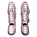 Pink And White Striped Pattern Print Muay Thai Shin Guards