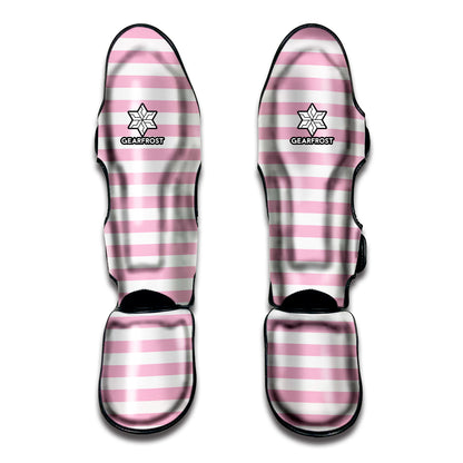 Pink And White Striped Pattern Print Muay Thai Shin Guard